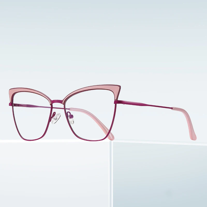 

NWOGLSS 3035 Women Alloy Frame Glasses Cat Eye Anti Blue Eyeglasses Frame