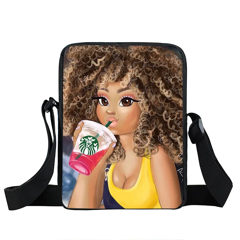 

Wholesale Canvas Messenger Bag African American Black Art Girls Satchel Ladies Crossbody Bag, As pictures or customized