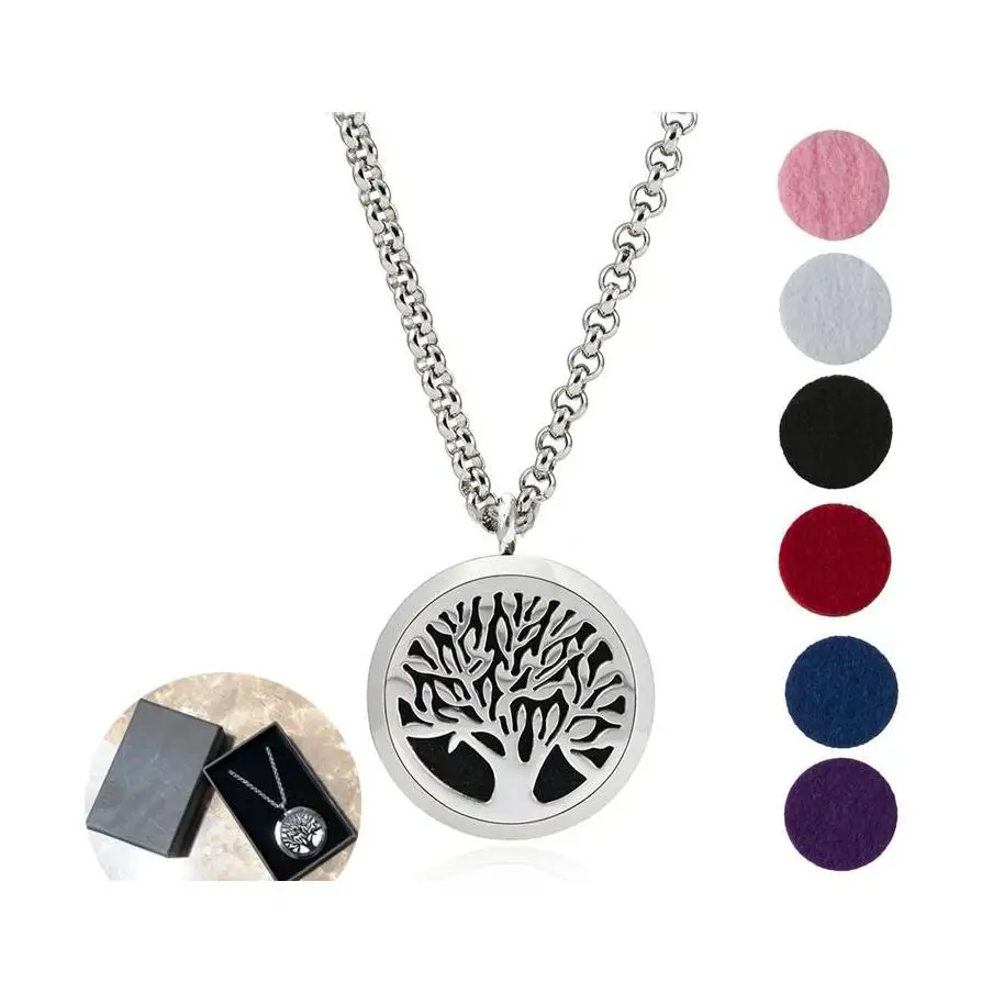 

20 Styles Premium Aromatherapy Essential Oil Diffuser Necklace Locket Pendant 316L Stainless Steel Jewelry With 24" Chain And 6