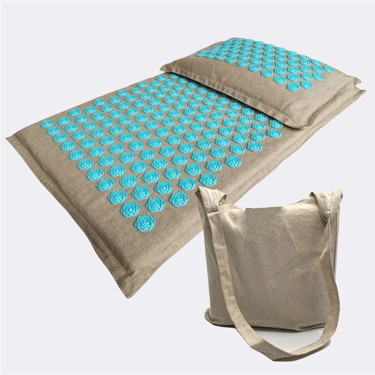 

Muscle Relaxation Buckwheat pillow Lotus spike Linen cover yoga spike mat acupressure mat coconut, As picture