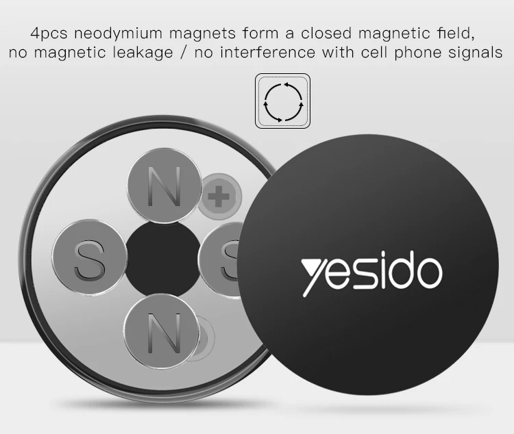 Yesido Magnet Car Mount Silicone Air Vent Clip 360 Angle Adjustable Cell Phone Magnetic Holder For Car