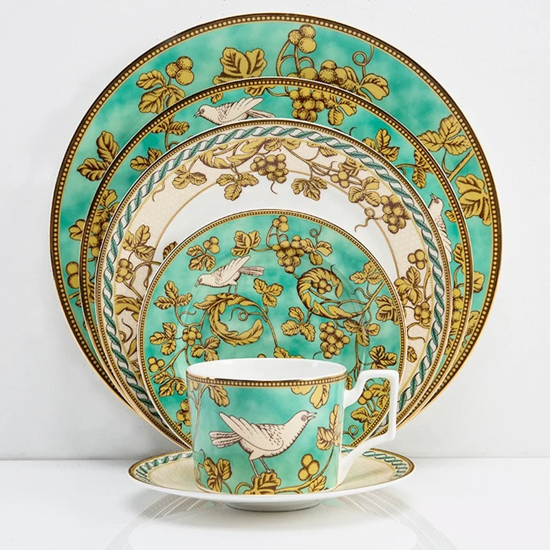 

Royal full printing wholesale western dish coffee cup and saucer fine porcelain dinner set dinnerware sets, As shown