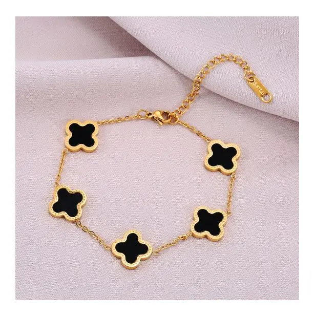 

11 Styles Four Clove Charm Pendant Necklace Wholesale Gold Plated Stainless Steel Zodiac Charm Bracelet Women Bracelet