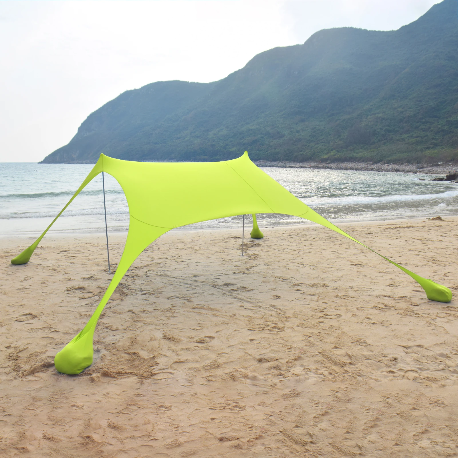 

Portable Beach Sunshade Shelter Canopy  Lycra Sandbag Anchors Pop Up Tent, Blue or customization.