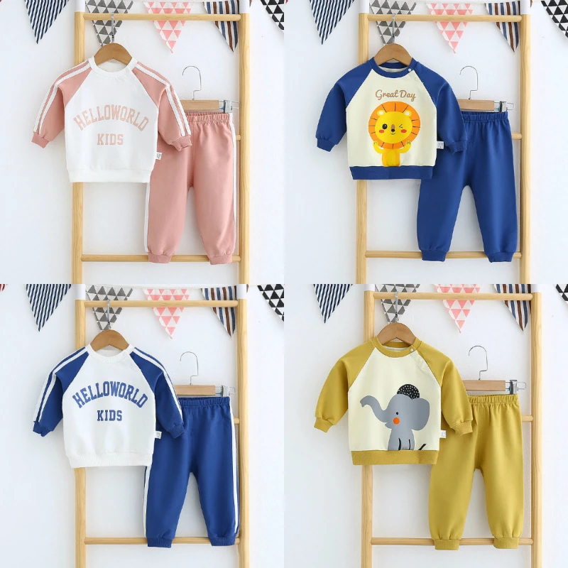 

New style children's clothing fashion toddler boy 2 boys clothing sets long sleeve cartoon sport suit wholesale spot