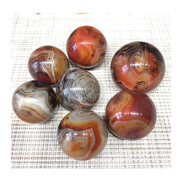 

Fengshui Ball Natural Agate Sphere Healing Crystals Polished Red Agate Silk Agate Reiki Sardonyx Spheres