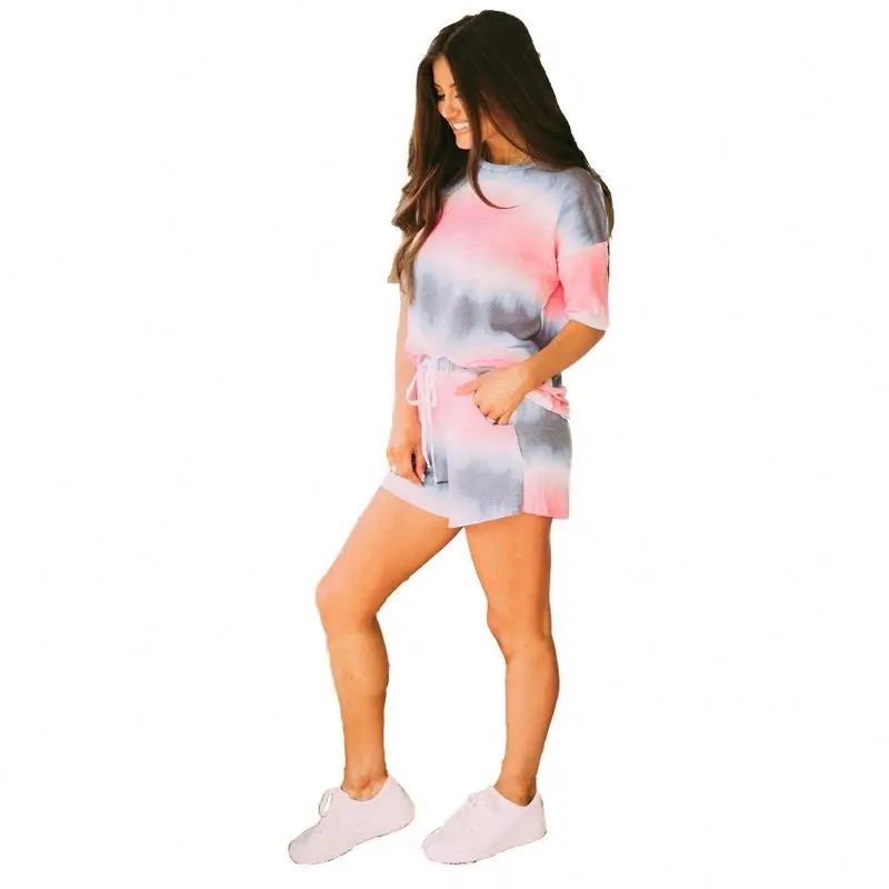 

Tie Dye Women 2pcs Crop Top Clothes Women Plus Size Sexy Dress, Pink