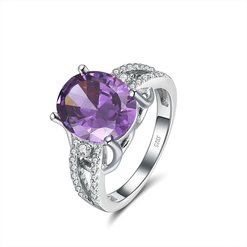 

RINNTIN SR171 Rings Simple Big Stone Latest Gold Fingers Silver Ring Design Women, Purple