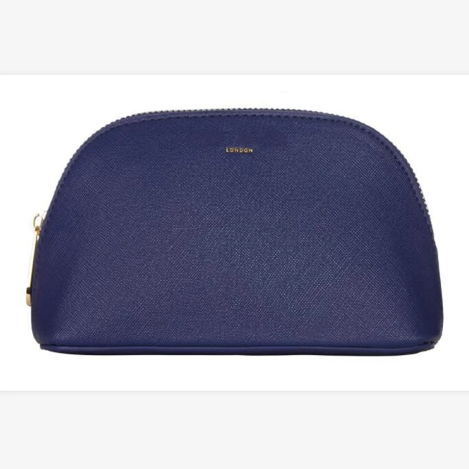 

Eco Vegan Soft Silver Real Women Waterproof Pu Lady Dark Blue High Quality Leather Cosmetic Bag, Customized color