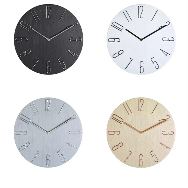 

Brand 12 inch living room home wall clock Decoration Creative hanging clock Birthday Presents Cheap plastic wall clocks
