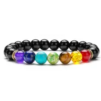 

Best Seller unisex 8mm Lava Rock Stone 7 Chakras Aromatherapy Essential Oil Diffuser Bracelet Braided Rope for Women and Men