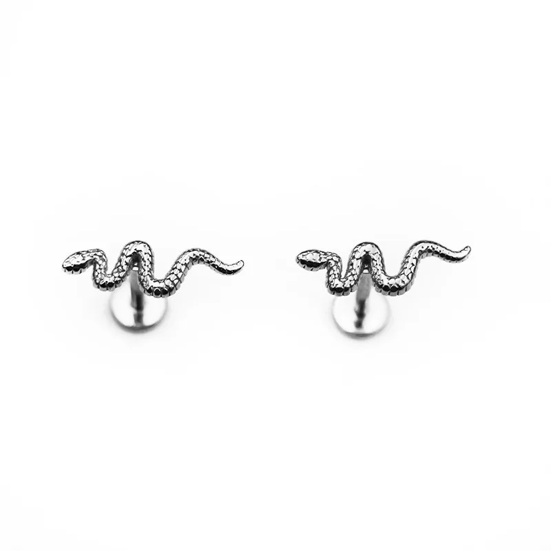 

Gaby Stainless Steel gold labret Snake Animals gold labret stud Helix Tragus Ear Piercing Jewelry, Gold /silver color