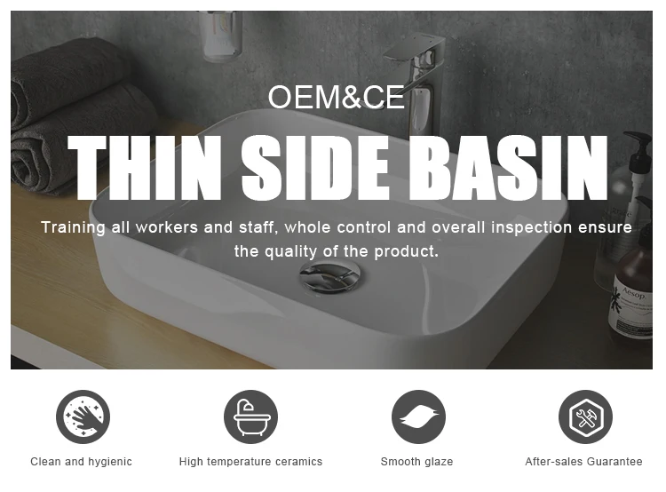 VOEO Factory Supply ceramic basin decorated countertop basin bathroom thin edge ceramic hand wash basin