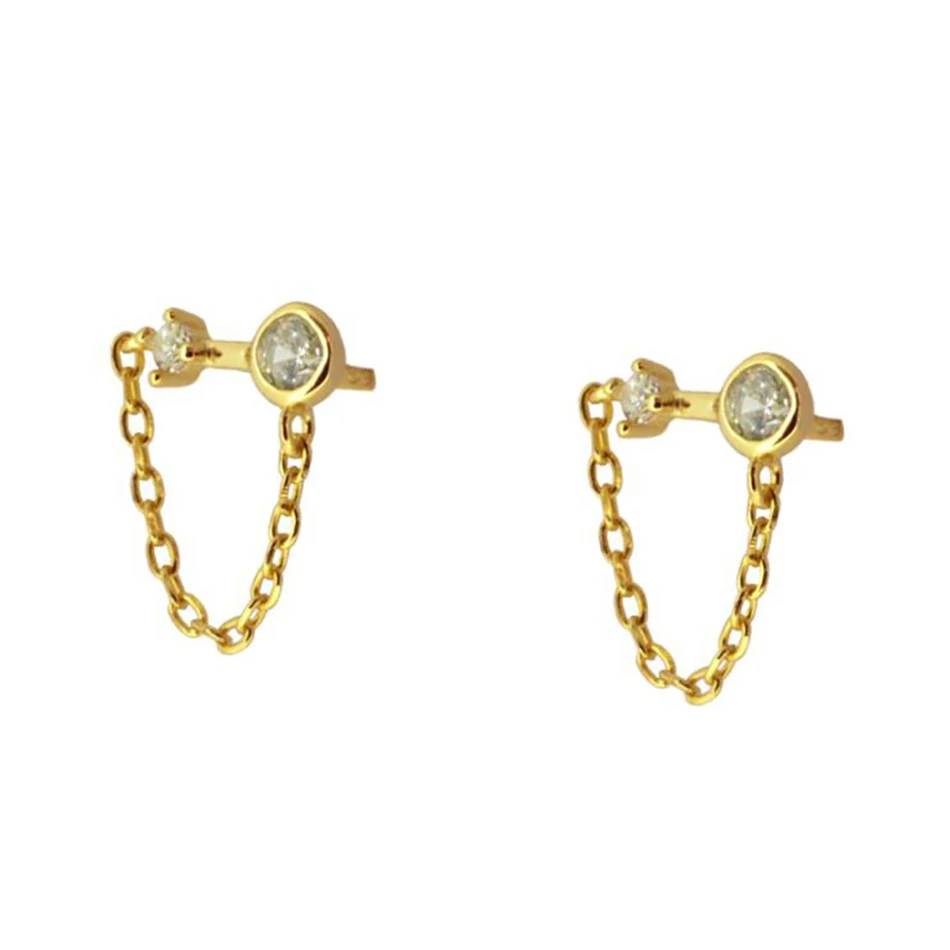 

online wholesale fashion earrings 925 sterling silver nice 18k gold plated pendientes tulma chain stud earrings for women