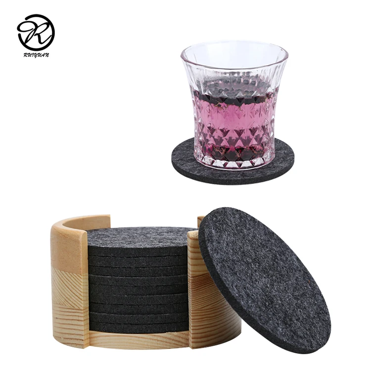 
drink glass coaster craft felt cup coaster promotion glass 8 pcs set round coaster felt 