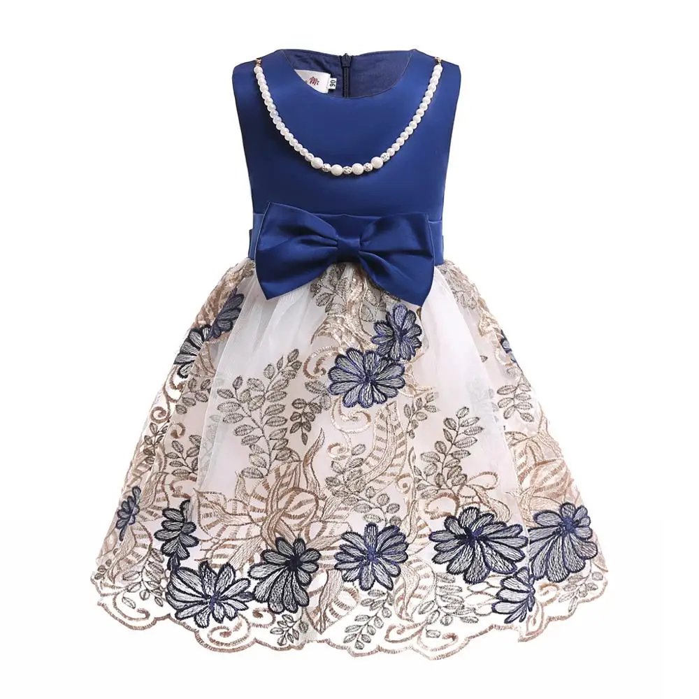 

Formal Girl Dress Floral Royal Blue Prom Ball Gown Wedding Tulle Dresses