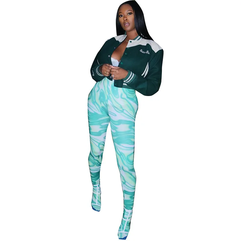 

Hot Sale Womens Pringting Leggings Yoga Pants Gym Casual Ribbed Leggings