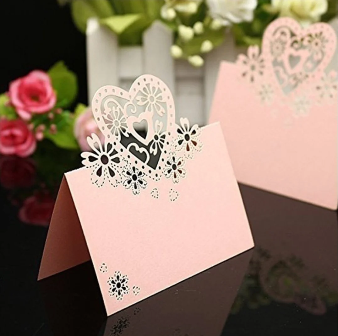 

Beautiful Love Heart Laser Cut Place Card Holder High Quality Name Card Wedding Table Decoration