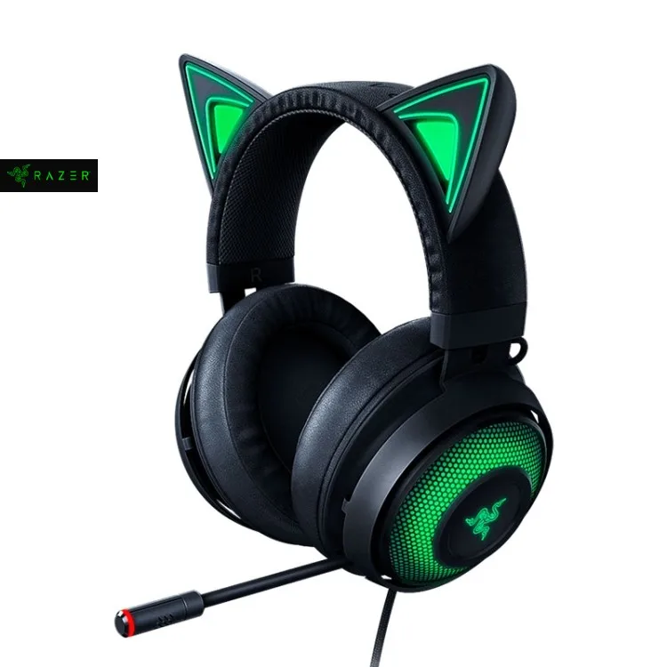 

Good quality Razer Kraken Kitty Edition Symphony RGB USB Wired Headphone Cable Length 1.3m Black Headphone