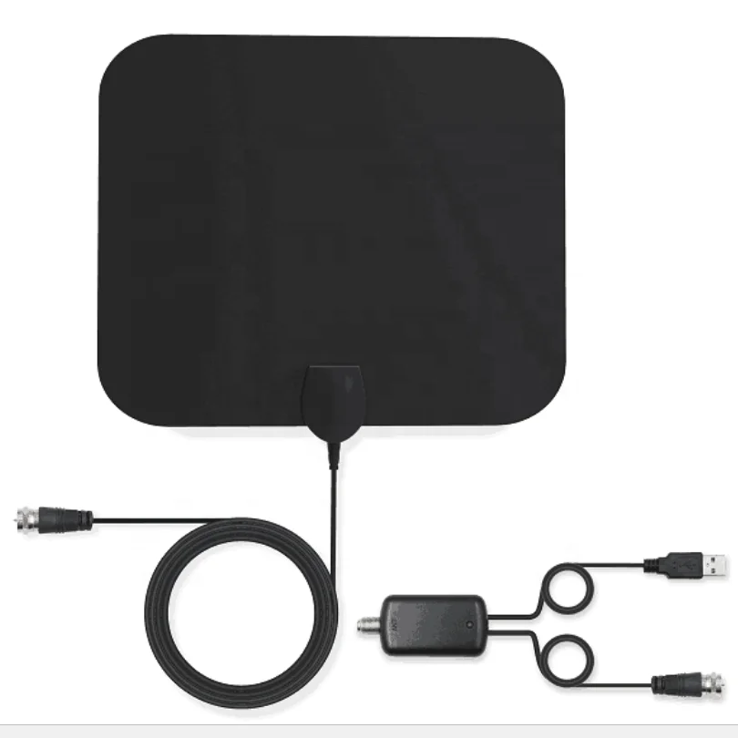 

Hot selling cheaper high quality long range digital indoor HDTV Antenna Paper Thin Digital Smart TV Antenna with signal amplif, Black