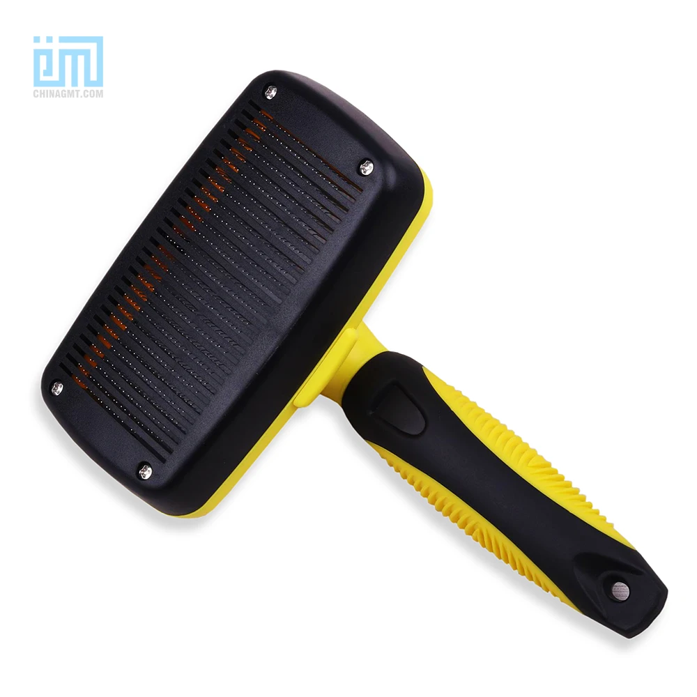 

Pet Cleaning Dog Comb Automatic Retractable Hair Removal Brush Stainless Steel Needle Dog Grooming Supplies, Green yellow purple
