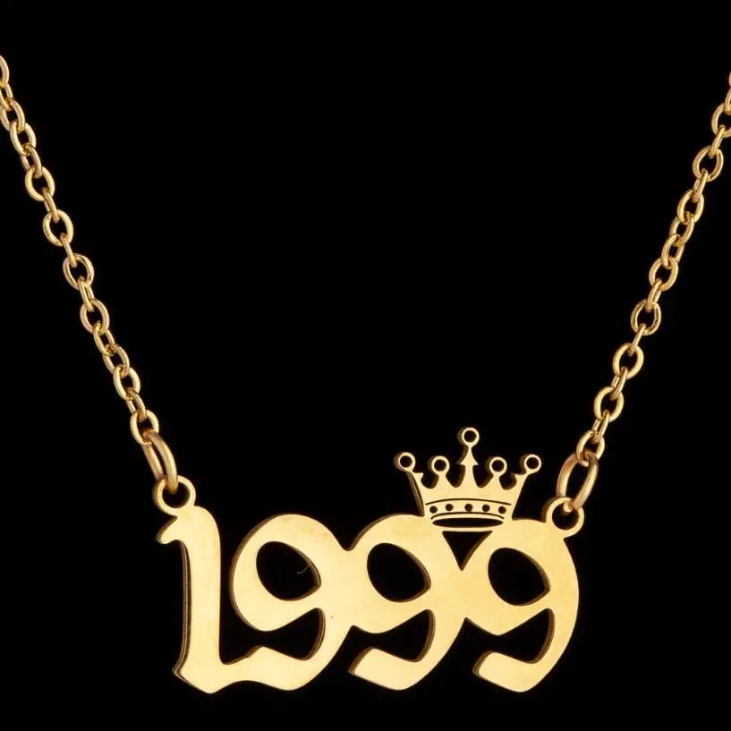 

Hign quality 1990-2020 year birthday fasion number stainless steel necklace, Picture