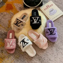 2021 Home slippers woman winter shoes flat luxury 