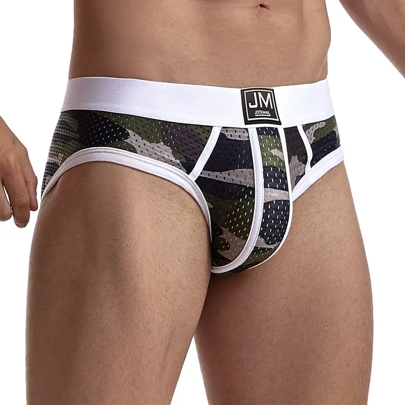 

Jockmail fashion Sexy low waist briefs shorts Printed camouflage boxer briefs Brand quality men's underwear, 6 colors