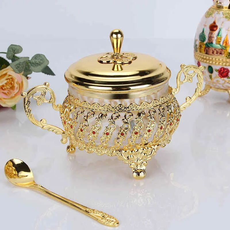 

Turkish Classy Copperplate Vintage Gift Turkish Delight Sugar Bowl with spoon