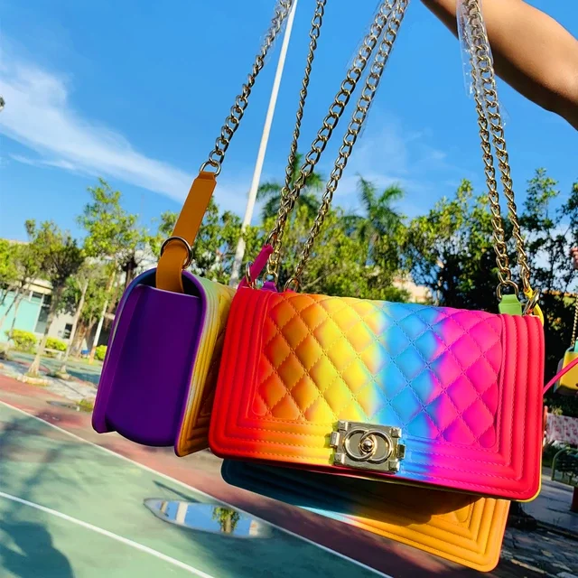 

Hot Sale Colorful Wholesale Mini Jelly Purse for Women Little Girls Summer Luxury Purses Candy Color Crossbody PVC Handbags, Customizable