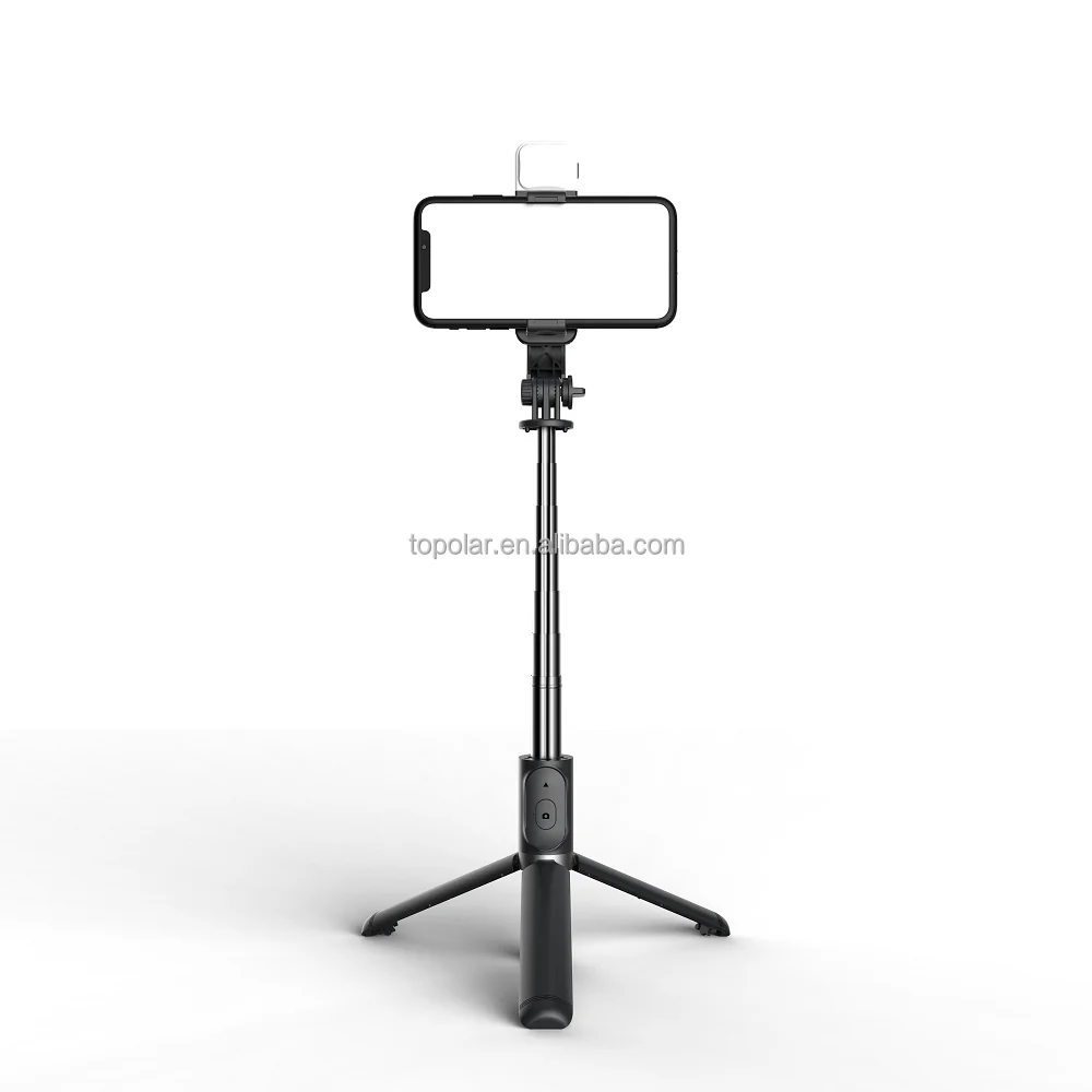 

Q02S new Wireless control smart selfie stick 360 rotation tripod mini flexible selfie stick with fill light, Black,white
