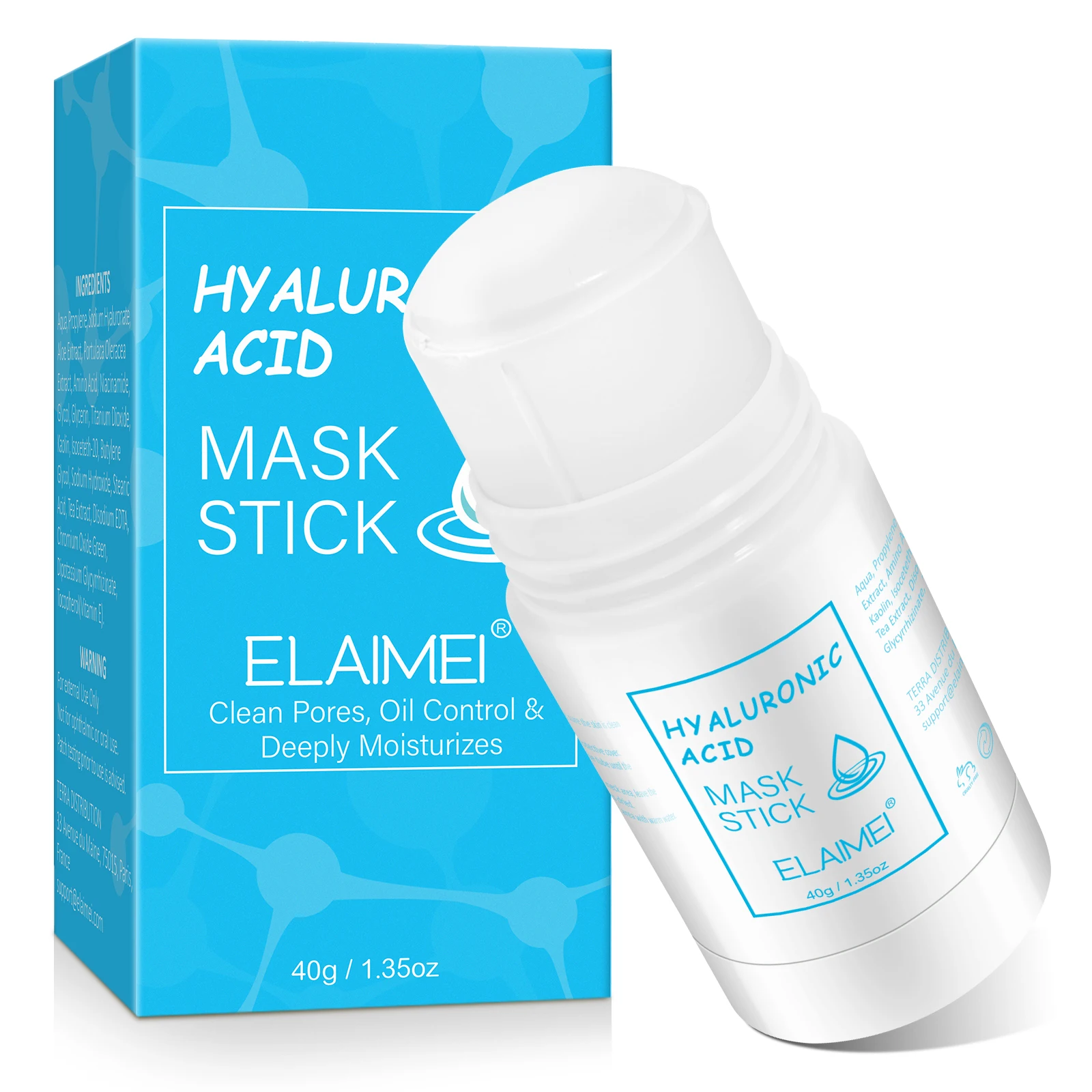 

ELAIMEI Reduce Blackhead Deeply Clean Moisture Control Oil Moisturizing Hyaluronic Acid Facial Mask Stick