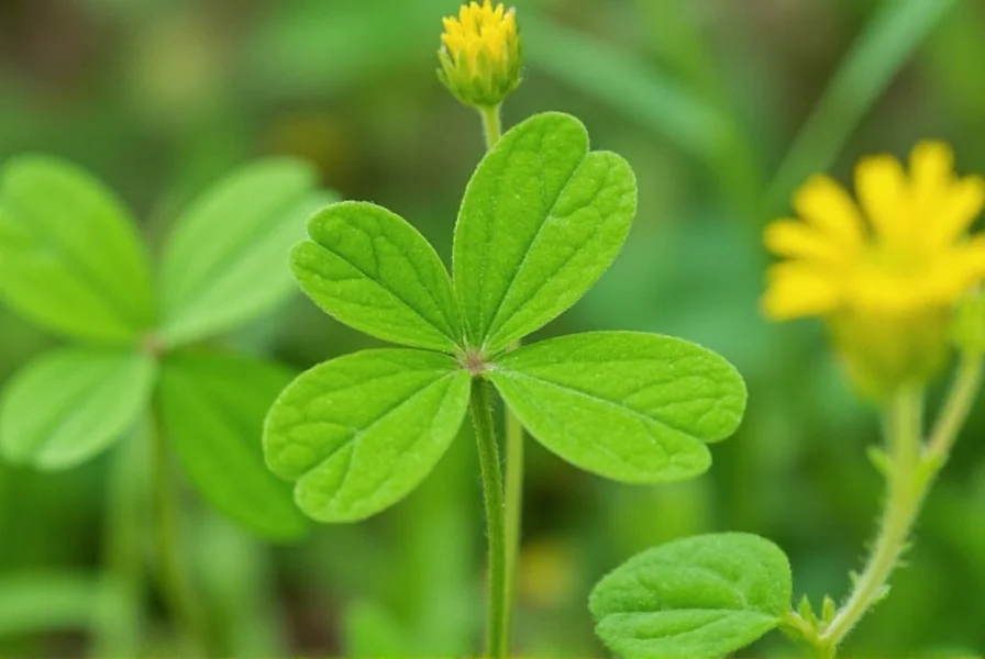 Arrowleaf clover plant showing distinctive arrow-shaped leaves and white flower clusters