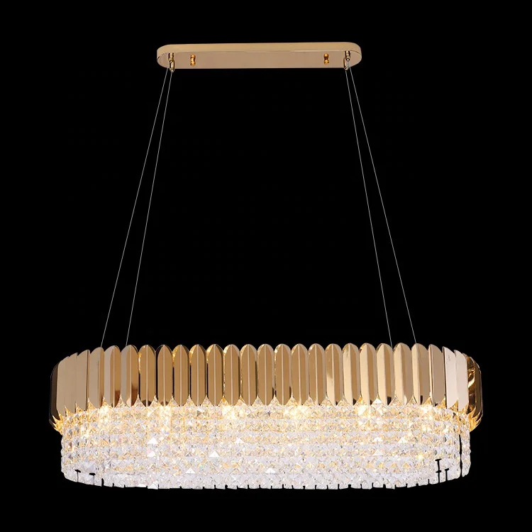 luxury design loft shop store kitchen modern rectangle gold crystal modern decorative pendant lights