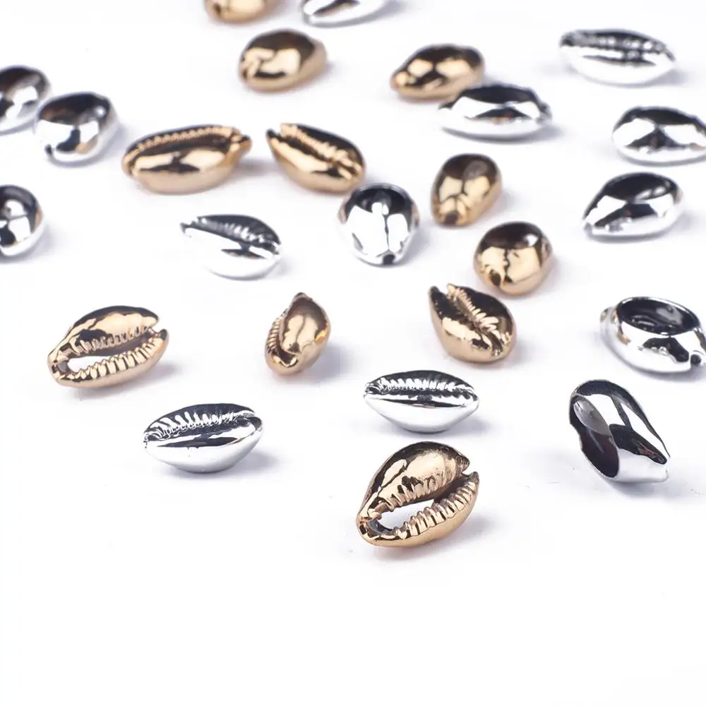 

Shell Beads Gold/silver Plated Craft Accessories Natural Shell Loose Beads Cowrie Round Beads DIY Jewelry Making