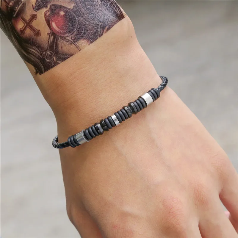 

2021 Sailing Jewelry New Mens Trendy Round Braided Couple Bracelet Stainless Steel Magnetic Buckle Bracelet