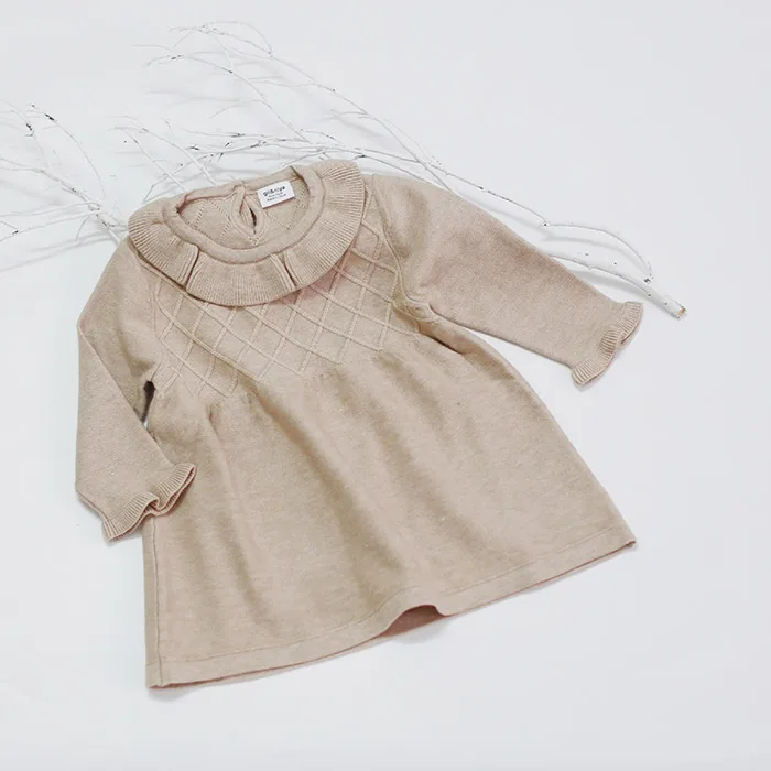 

Baby Girls Wool Knitted Long-sleeved Dress Warm Woolen Skirt Knitted Girl's Dress, Picture shows