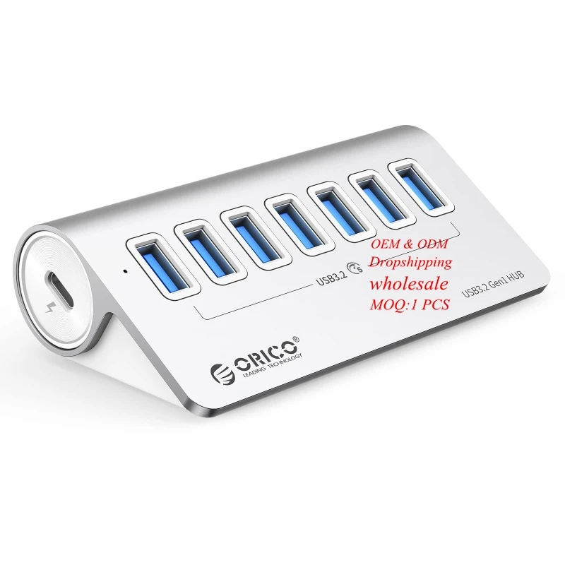 

ORICO Aluminum Alloy 7-Port USB 3.2 Gen1 5Gbps HUB with 1m Cable 18W Fast Charging for Computer Mobile Phone