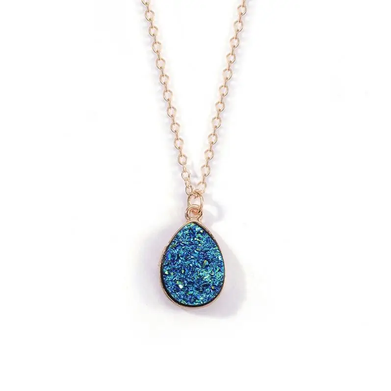 

Hot Sale Simple Water Drop Pendant Necklace Fashion Women's Crystal Necklace, Gold