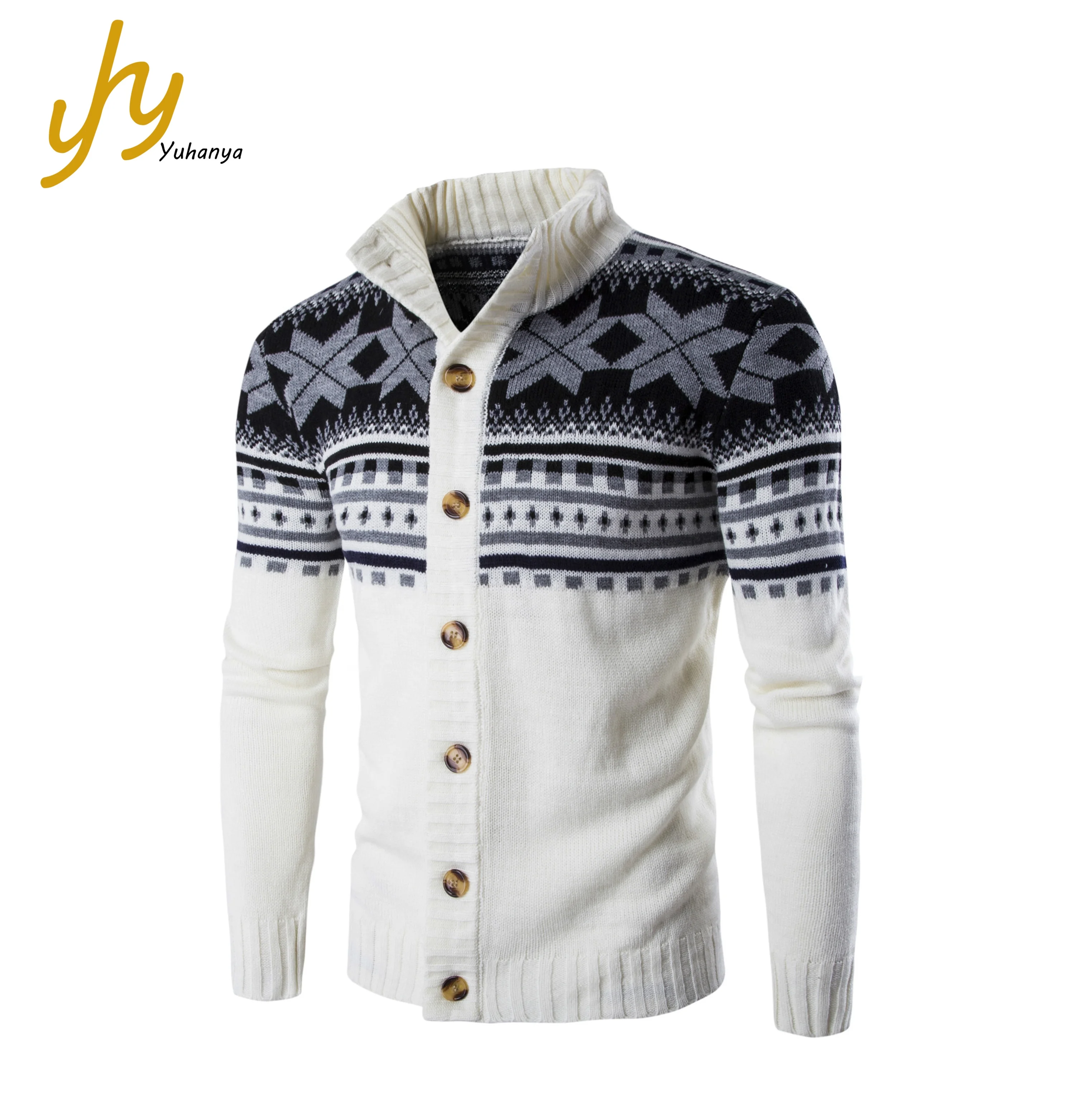 

Yuhanya Stock Single-Breasted Knit Cardigan Christmas Men Sweater, White,black,gray,dark gray