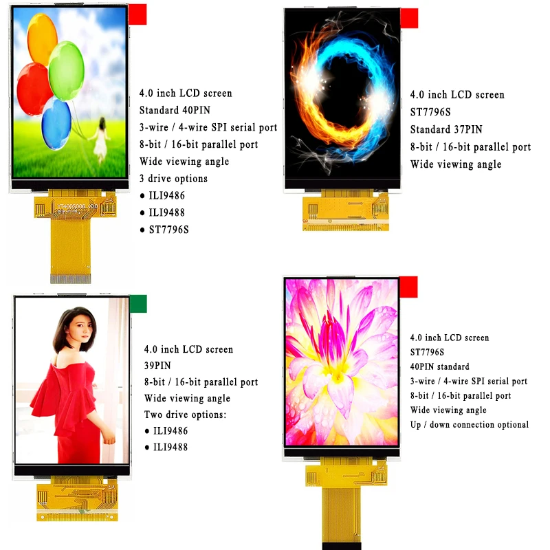 4.0 Inch Tft Lcd Display 320x480 Large Dot Matrix Ultra Wide Viewing