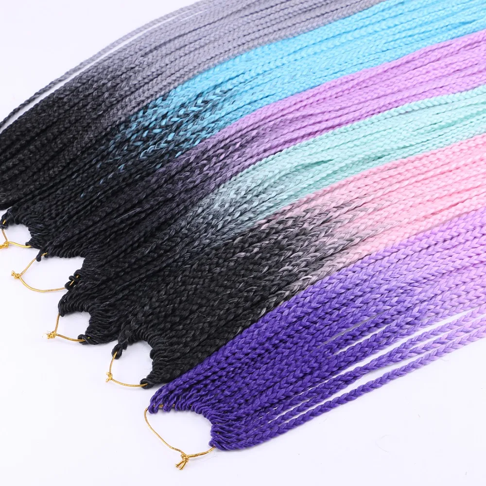 

Wholesale hair braid Colored Box Ombre Synthetic Extension Rainbow Crochet Hair African Braids for woman