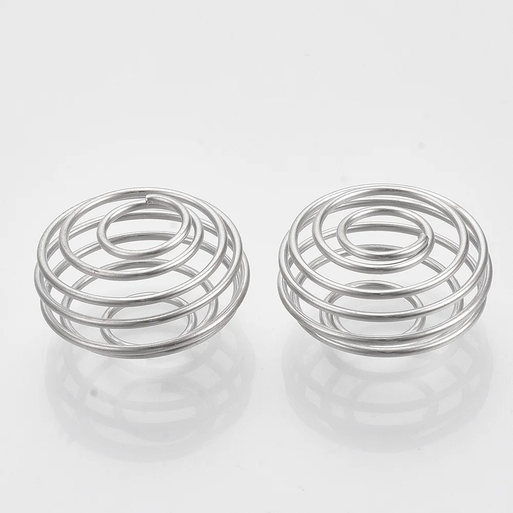 

PandaHall Round Iron Wrap-around Spiral Bead Jewelry Cages Pendants, Platinum