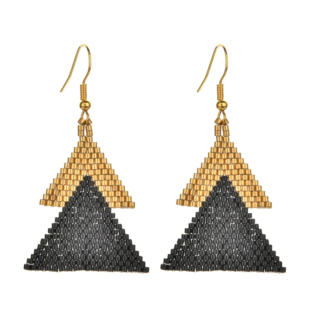 

ZMZY Boho Color Gradient Triangle Miyuki Beaded Dangle Earrings for Women Drop Earings Women's Trendy Jewelry