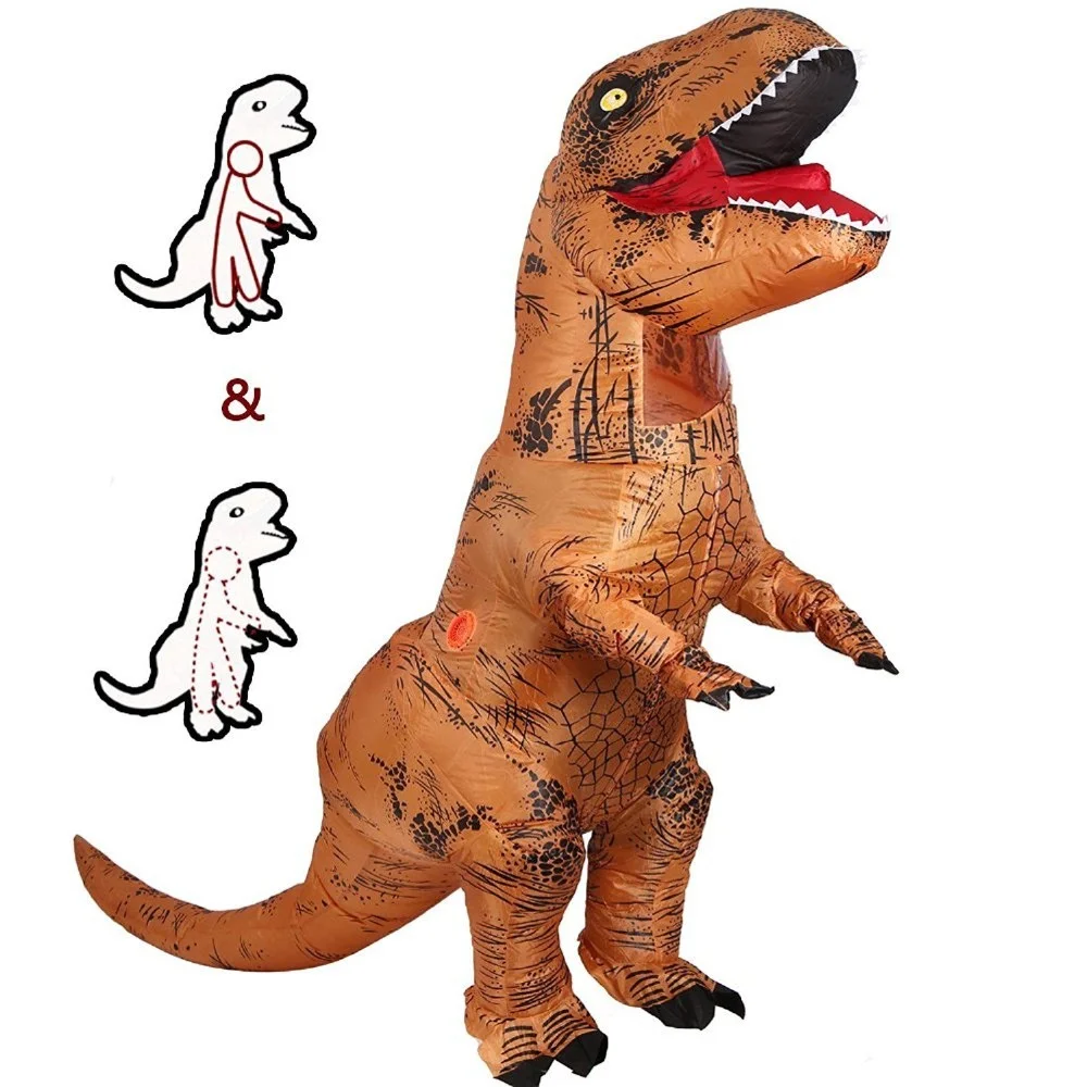 

Hot Selling Halloween Jurassic Theme Adult inflatable Big Size Blow Up Suit Inflate T-REX Dinosaur Costume For Men, 10