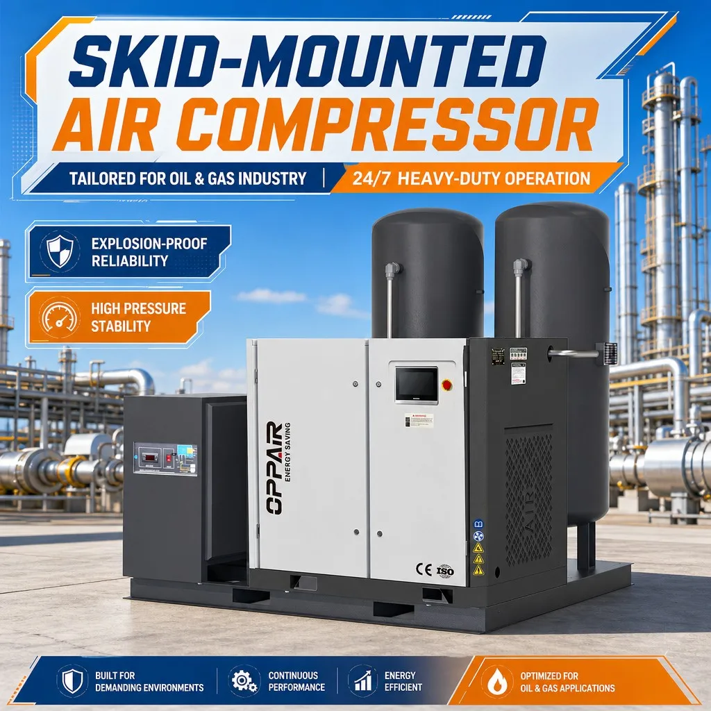 OPPAIR Skid-Mounted Air Compressor Tailored for Heavy Duty Industrial Operations
