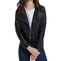 

Fashionable newest European style pu leather clothes pu leather jacket for women