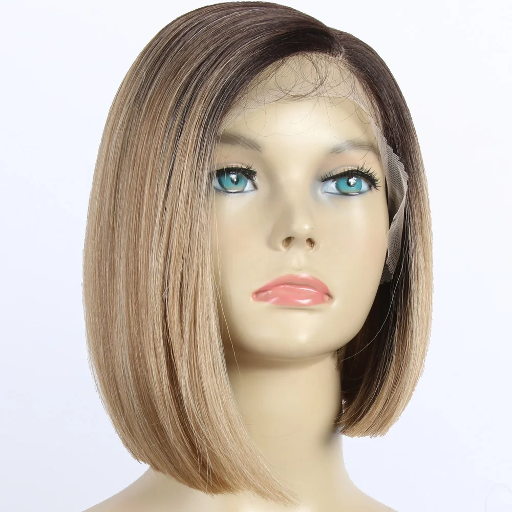 

Bob straight synthetic wig front lace for black women lace middle part deep wave swiss lace synthetic wigs