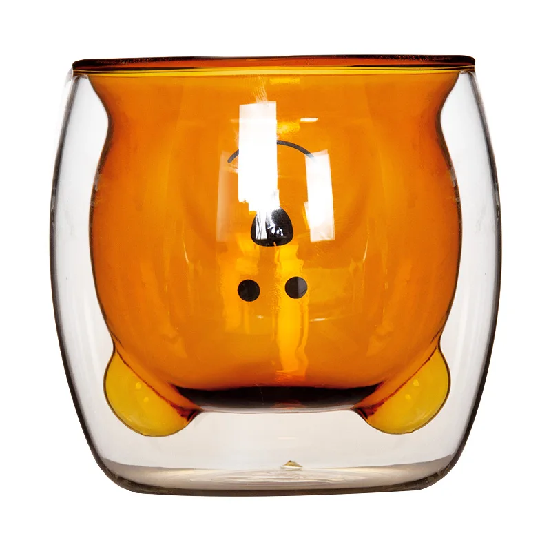 

Glass Mugs Bear Cat Dog Animal Double-layer Glass Mug Coffee Cup Christmas Mug gift, Clear