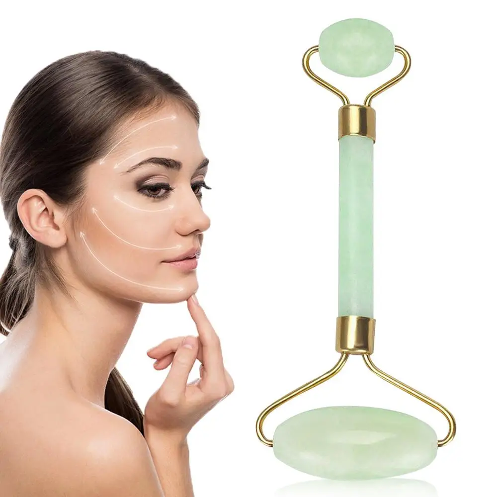 

Face Eye Neck Beauty Roller Anti-aging 100% Natural Facial Jade Stone Set Jade Roller Massager, Light green